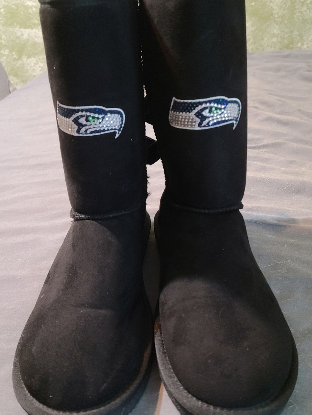 NFL Black Winter Boots with Seattle Seahawks Logo